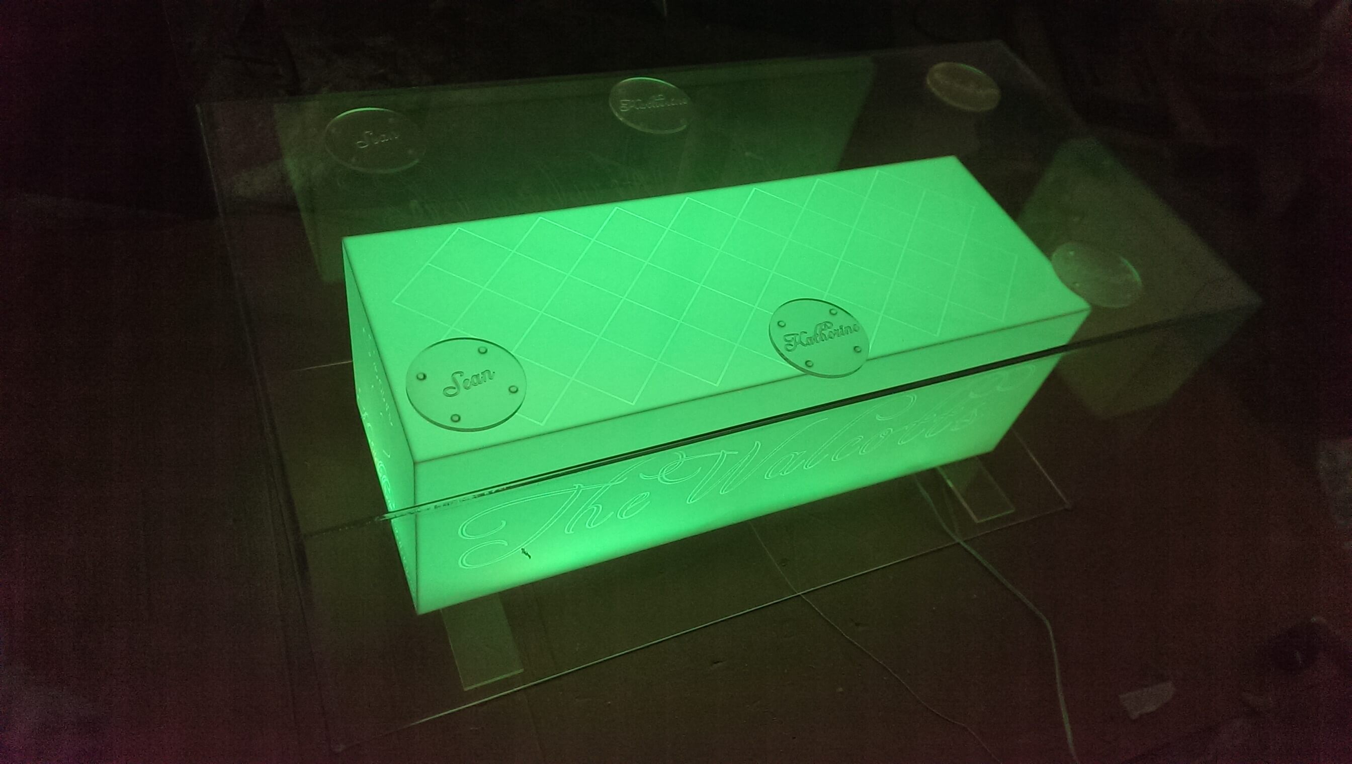 Custom engraved Acrylic Table with lighting effects
